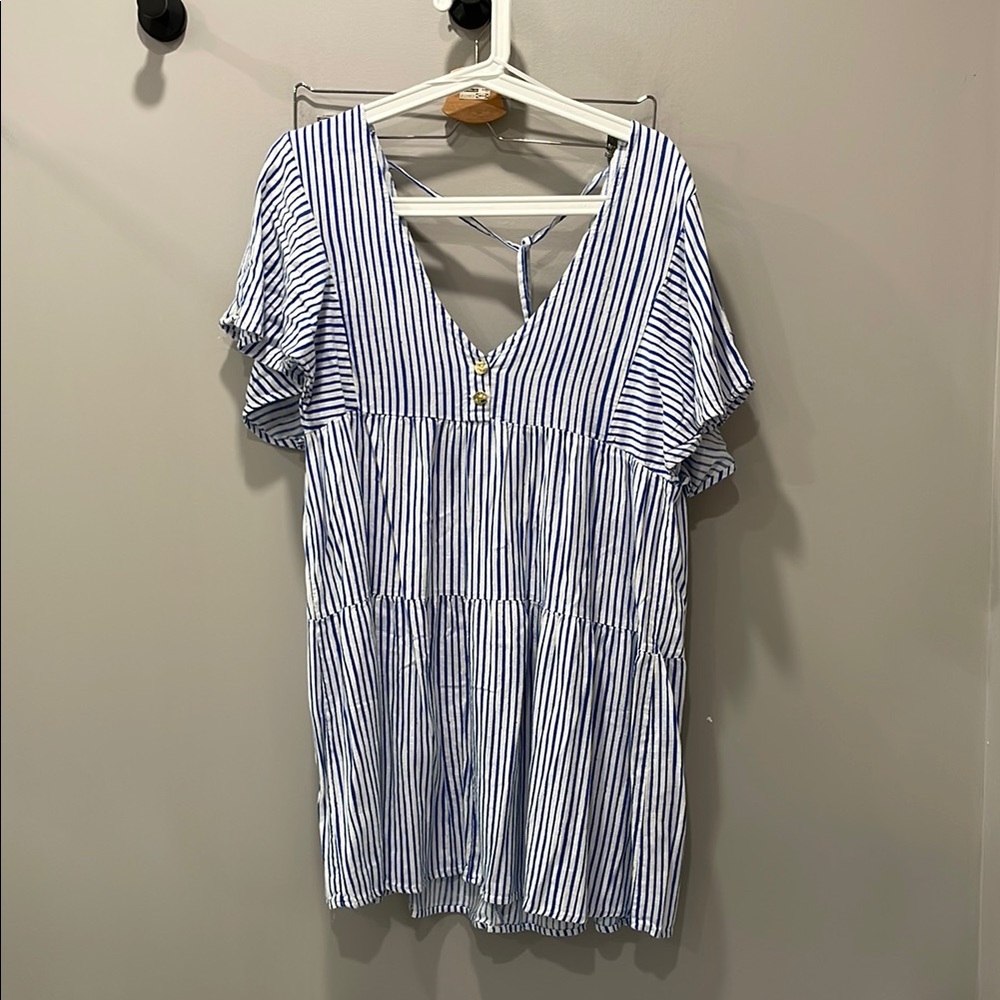 Zara woman Blue and White Striped dress